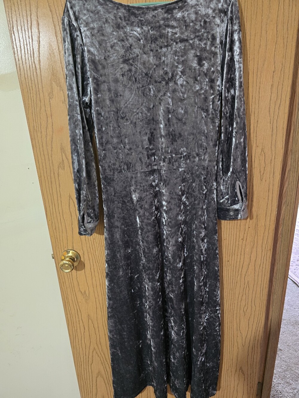 Grey Velvet Look Maxi Dress Sz M - Picture 4 of 5